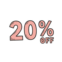 20% Off promotional discount illustrated in hand-drawn style  