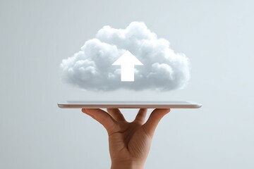 Seamlessly upload data and access your digital world from anywhere with this modern cloud technology concept, enhancing productivity