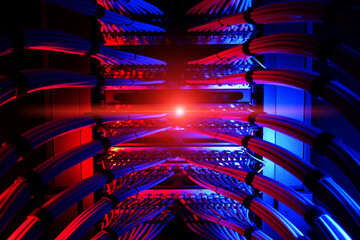High-Tech Network Cables in Server Room