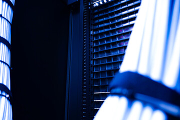 Abstract Blue Light and Shadow Patterns