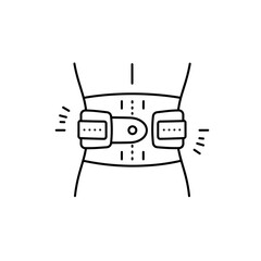 Lower back support belt vector icon featuring dual buckles for enhanced stability and comfort