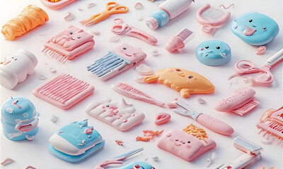 Assortment of cute kawaii sweets and desserts