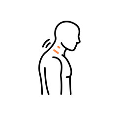 Neck stretch vector icon demonstrating mobility exercises, minimalist design