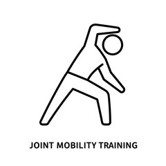 Vector icon of a person performing joint mobility training exercises, minimalistic design