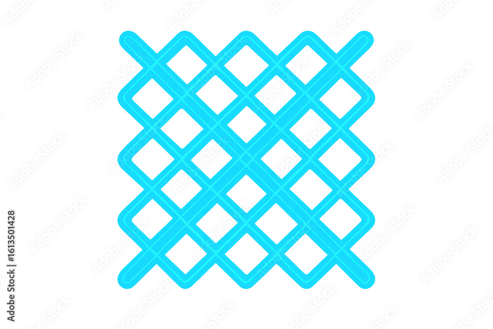 Poster light blue rhombuses interlocking and overlapping, creating geometric pattern against transparent ba