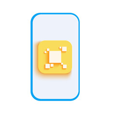 Modern Smartphone App Interface Design:  Clean Yellow and Blue Pixelated Icon.