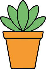 Obraz premium cartoon indoor plant in pot interior style vector illustration on transparent background