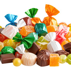 Assorted candy mix with vibrant wrappers PNG