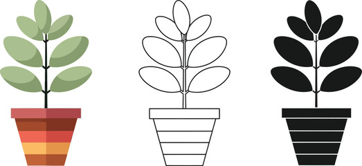 Illustration of potted plant vector design elements for graphic design and decoration