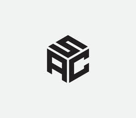 Modern Geometric Cube Monogram Logo Design, 