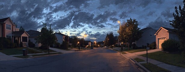 Suburban street at twilight (2)