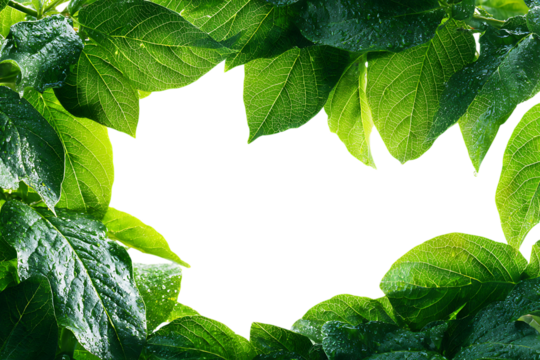  Lush green leaves create a natural frame. Perfect for adding text or images.