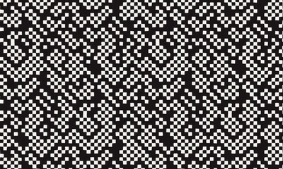 A bold and modern seamless pattern combining a digital pixel art aesthetic with traditional ethnic textile designs