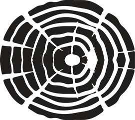 Naklejka premium Wood tree trunk rings. Hand Drawn Growth rings set. Wooden logs, Cut trees collection. Annual rings on a tree cut, lumber circles