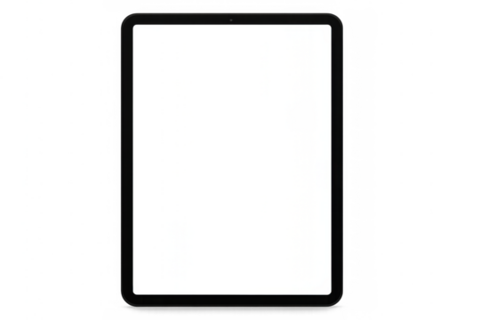 Modern device with blank white screen, perfect for showcasing apps or websites, on a transparent background