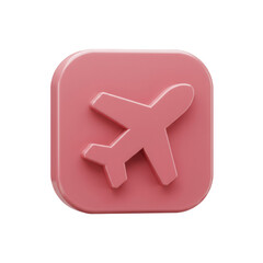 Obraz premium 3d Pink Airplane Icon On Transparent Background With Rounded Corners