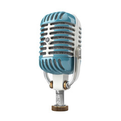 Vintage Microphone With Blue Accents isolated on a transparent background retro microphone