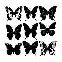 Naklejka premium Butterfly Silhouette Set