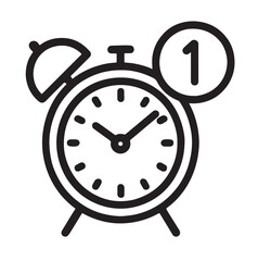 Alarm clock, silhouette vector icon, symbol on white background