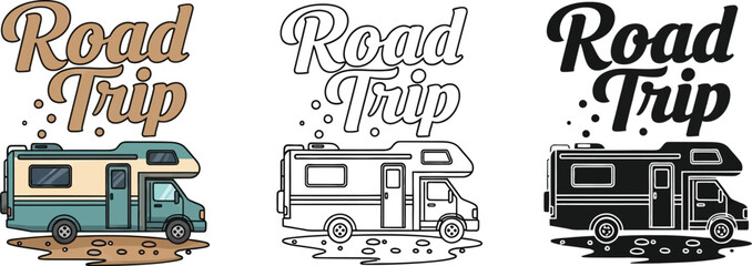 Rv camping road trip adventure travel trailer vacation camper van lifestyle design graphic
