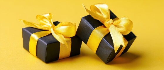 The elegant black and yellow gift boxes for festive celebrations