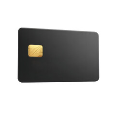 Black credit card with gold chip and numbers isolated on a transparent background