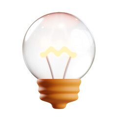 Warm-toned 3D Render of a Glowing Lightbulb with Aquarius Symbol, Abstract Idea Concept
