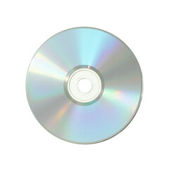 A reflective compact disc showcasing its shiny surface and circular shape on white background