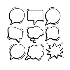 Fototapeta premium Comic cartoon Speech Bubble Set – Hand Drawn Blank Dialog Balloons Collection 7