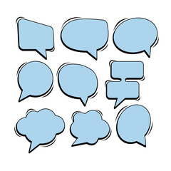 Comic cartoon Speech Bubble Set – Hand Drawn Blank Dialog Balloons Collection 6