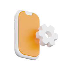 3D Render: Modern Smartphone App Settings,  Clean Minimalist Style,  Orange and White Theme,  Technical Support Concept.