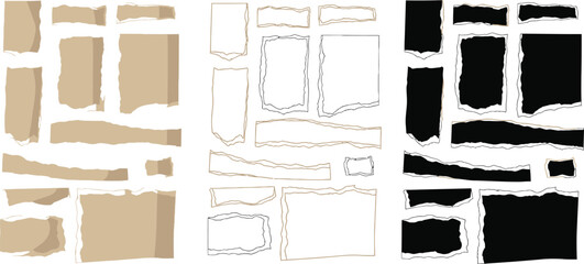 Download torn paper edges vector set for graphic design and scrapbooking elements use