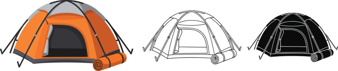 Explore outdoor camping tents vector illustration for adventure travel and camping gear guide