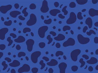 A vibrant, modern abstract pattern features various organic shapes in shades of dark blue, set against a solid bright blue background.