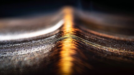 Obraz premium An abstract close-up of an industrial metal surface with glowing orange heat marks, creating a dramatic textured effect.