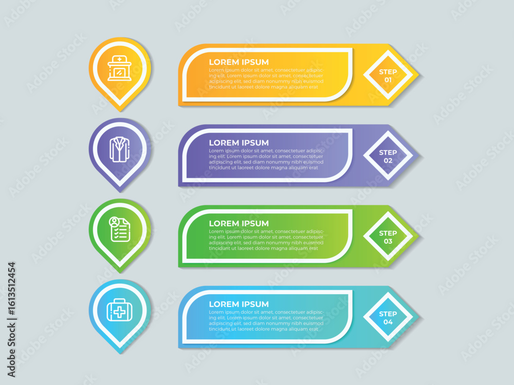 Poster design template for vector infographic labels with icons and 4 options or steps. suitable for proces