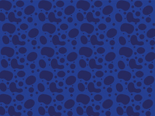 A vibrant, modern abstract pattern features various organic shapes in shades of dark blue, set against a solid bright blue background.
