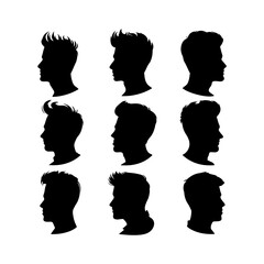 Crew Cut Hair Set Silhouette