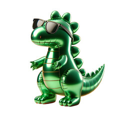Cool Foil Balloon Dinosaur with Sunglasses on Transparent Background