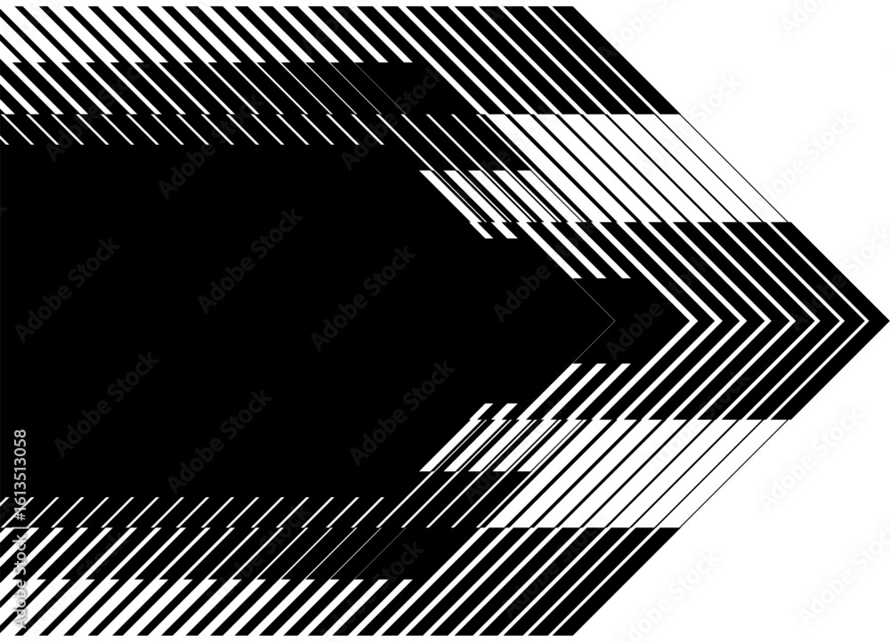 Poster abstract vector arrow made of broken lines. pattern. modern technological vector background. striped