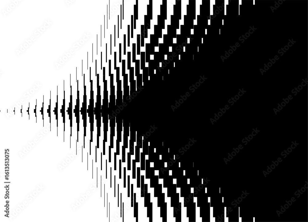 Poster abstract arrow. vector transition from black to white from pixels and broken lines. pattern. modern 