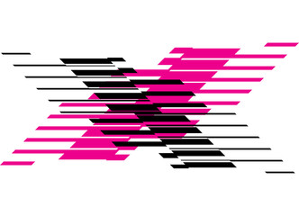 Letter X. Purple Black Sport Striped Pattern on White from Lines. Dynamic Design Element. Vector Background. For Covers, Advertising, Cards. On Car Body, Sportswear, Toy