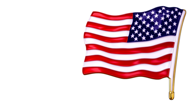 American flag waving against a clear background