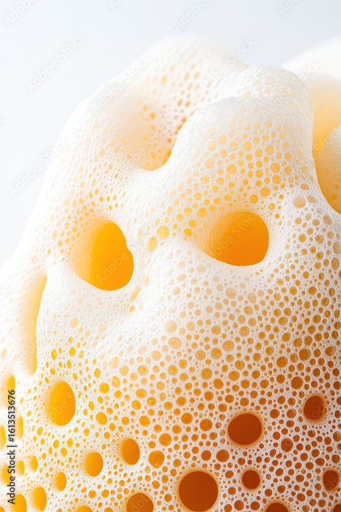Poster frothy beverages close view. refreshment drink bubbles. white foam texture macro. bubbly beverages d