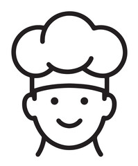 Stylized icon of a smiling chef silhouette vector icon, symbol on white background