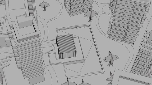 Animation of a Generic Apartment Building complex, Seamless Looped Animation	