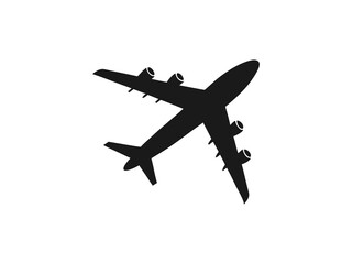 Simple Silhouette of a Commercial Airplane in Flight