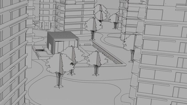 Animation of a Generic Apartment Building complex, Seamless Looped Animation	