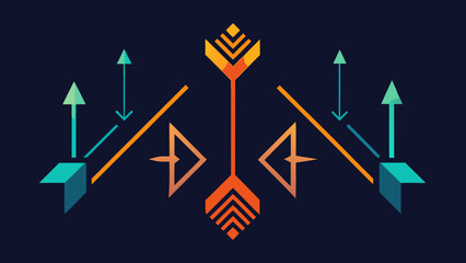 Glowing Arrows and Symbols on Dark Tech Surface