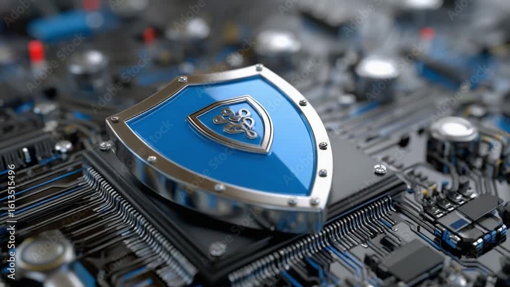 Aufkleber digital shield: the image captures the essence of robust data protection. a metallic blue shield, em
